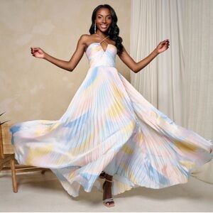 Monique Lhuillier Pastel Maxi Dress